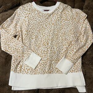 Time and Tru Cream and Tan Knit Top